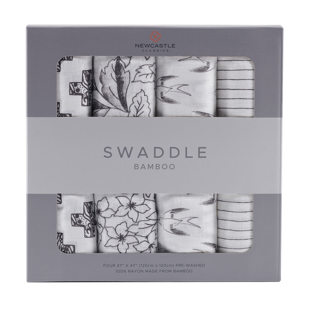 Monochrome Bamboo Muslin Blankets (4 Pack)