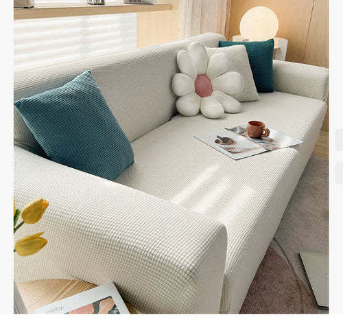 Waterproof Polar Fleece Solid Color Bomb Cover Sofa Slipcover Corner