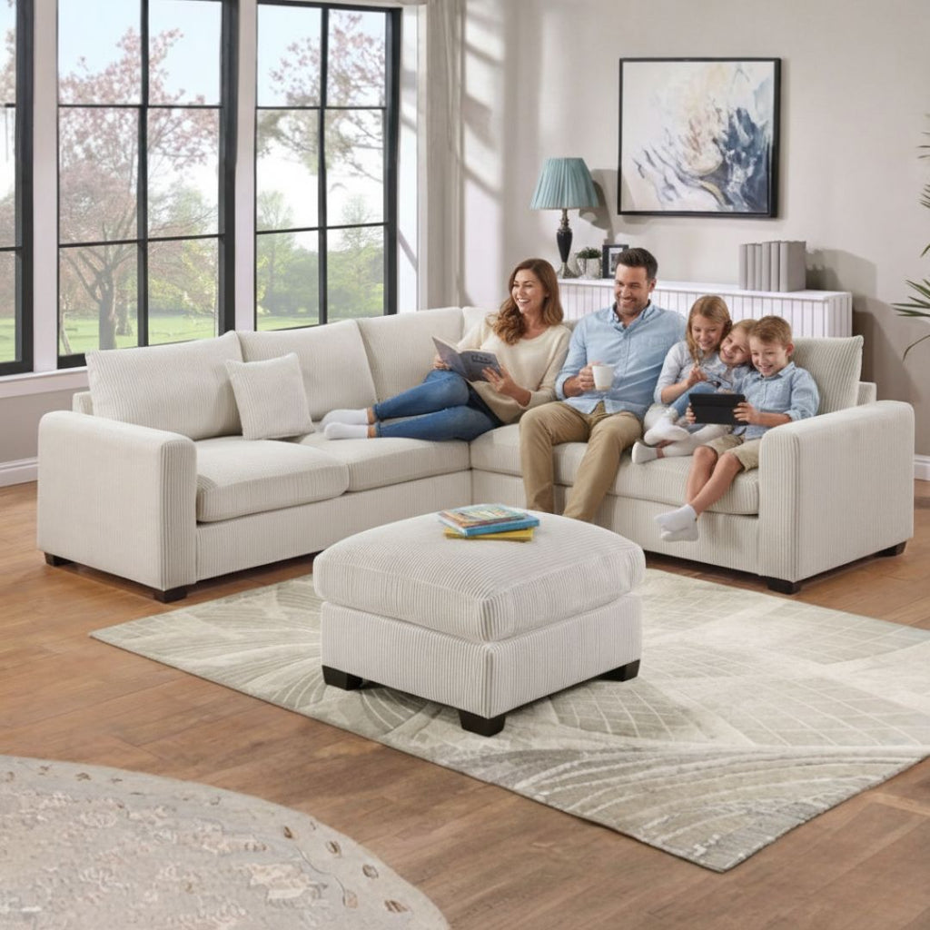 Corduroy Lux Sectional Sofa with Ottoman