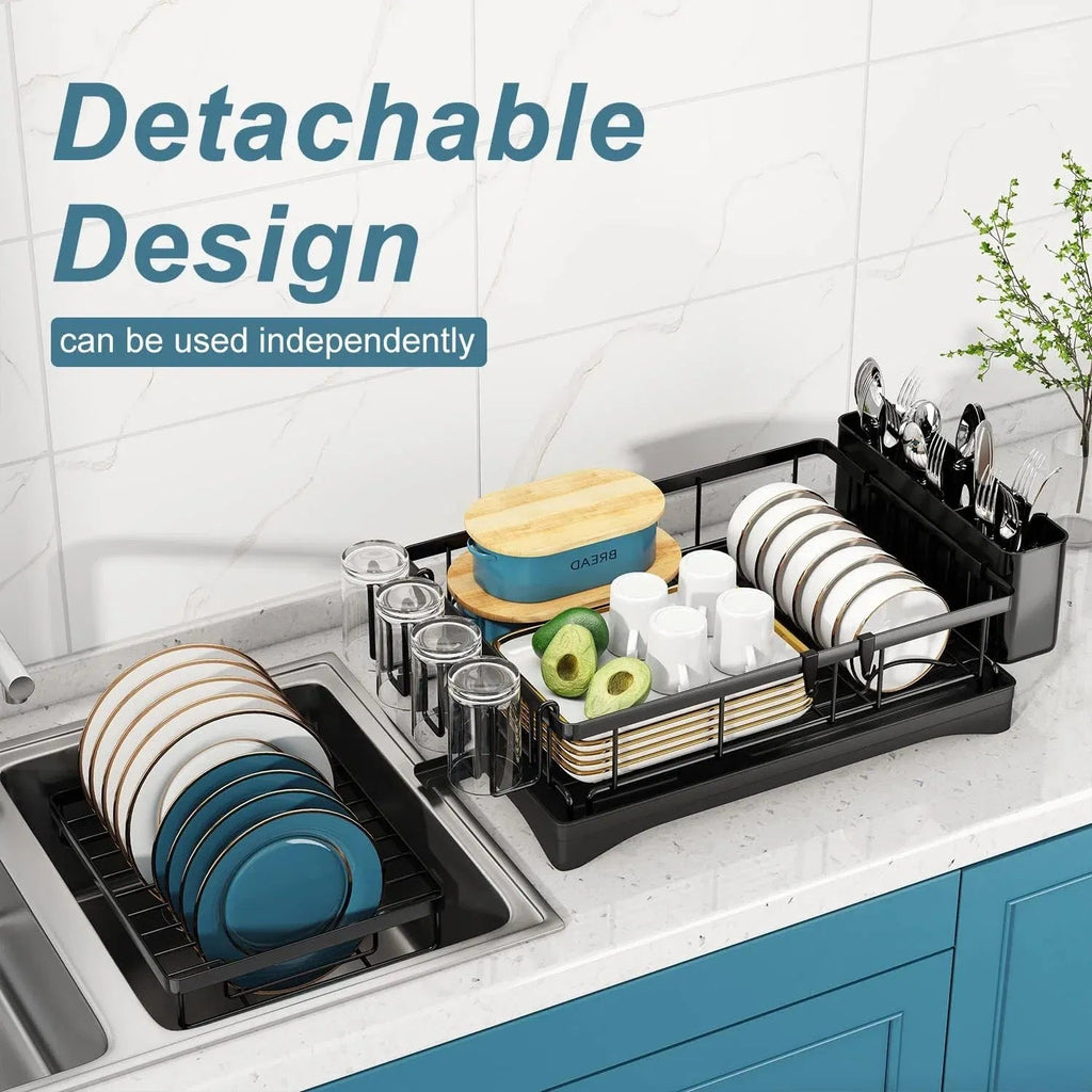 2-Tier Stainless Steel Dish Drainer with Drip Tray for Kitchen Counter