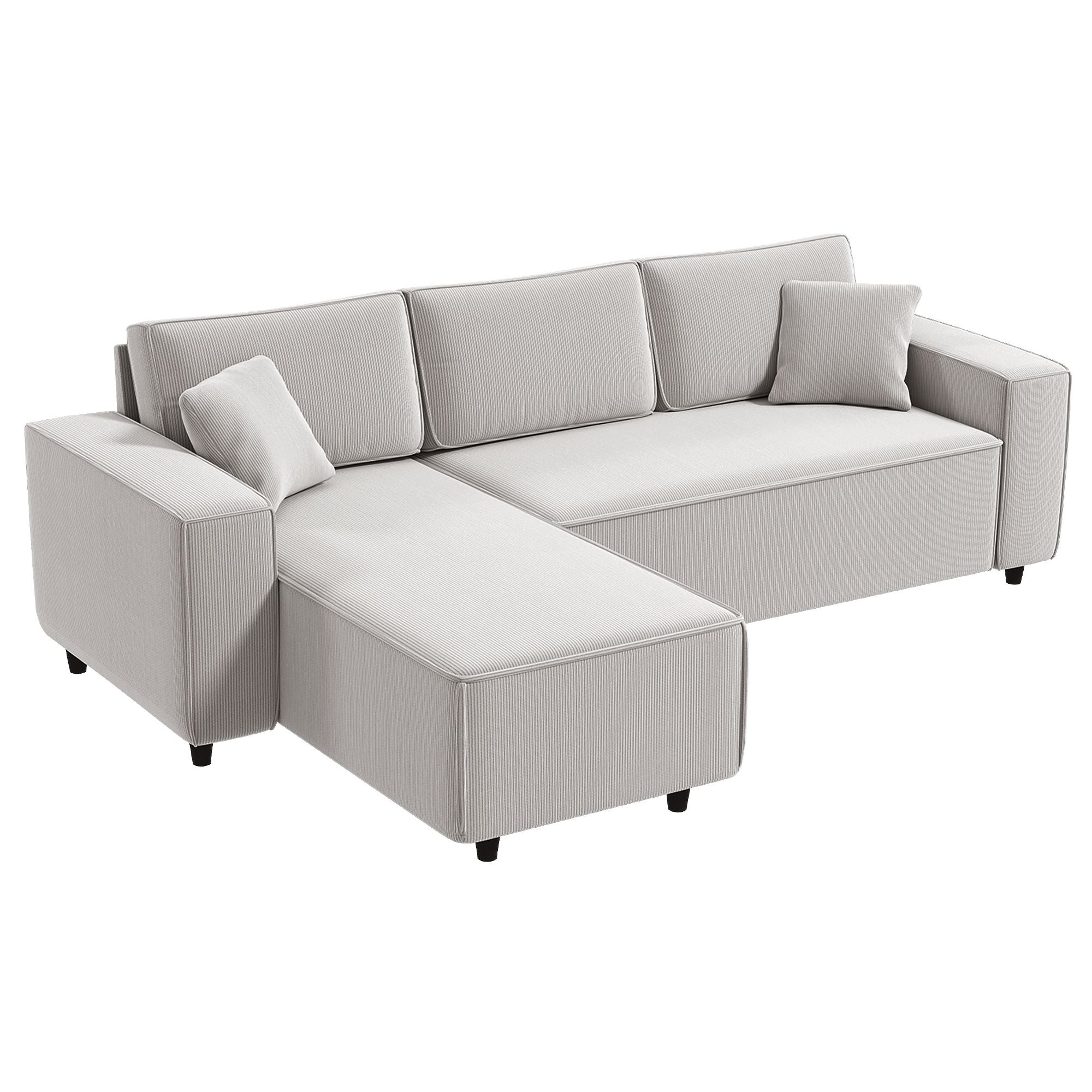 HOMCOM Corner Sofa with Reversible Chaise Lounge, Corduroy L-Shaped