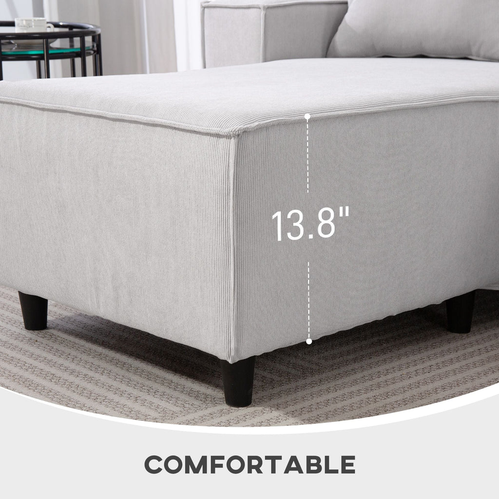 HOMCOM Corner Sofa with Reversible Chaise Lounge, Corduroy L-Shaped
